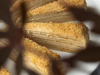 Slices of layered honey cake